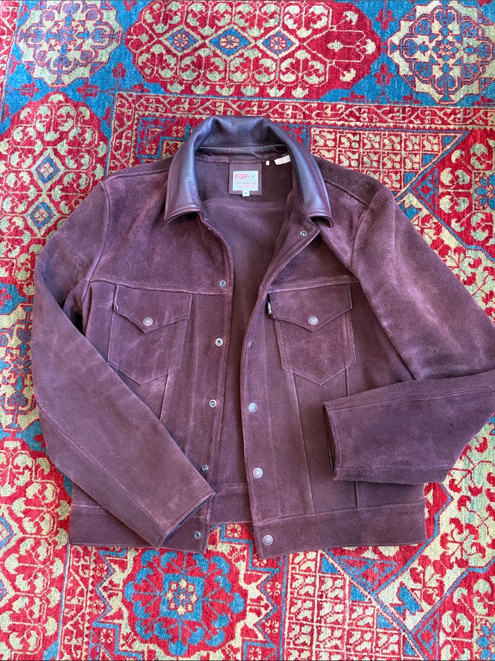 Levi’s Men's Suede Bomber Jacket in Burgundy